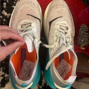 Hoka White and Aqua Athletic Shoes